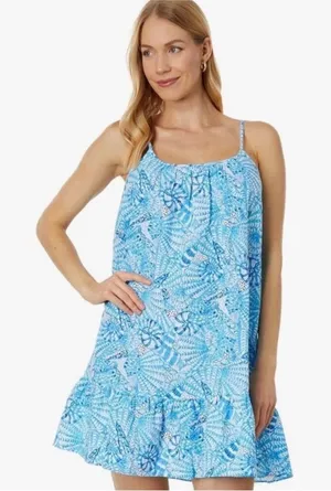 Lilly Pulitzer Jaydan Linen Dress in By The Seashore Amalfi Blue thumbnail 1