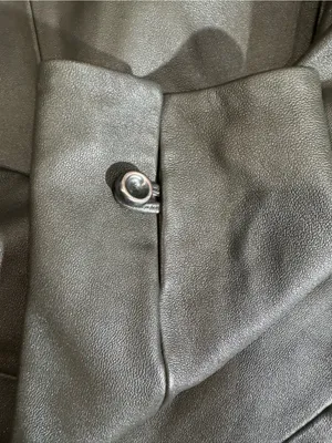 Kasper Dark Olive Leather Single-Button Blazer thumbnail 4