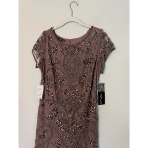 Pisarro Nights Embellished Mesh MIDI Gown Beaded Sz 10 Mauve NWT $268 thumbnail 9