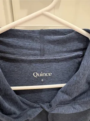 Quince Flow knit Pullover Hoodie in Heather Deep Navy Size Small thumbnail 2