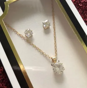 CZ Gold Necklace & Earring Set NWT thumbnail 3