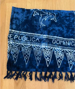 Blue Dominican Republic Wrap Skirt Swimsuit Coverup thumbnail 4