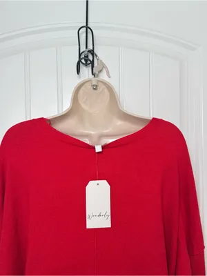 Wonderly Women’s 2X Red Knit Top Sweater Normcore Indie Sleaze Minimalist thumbnail 3