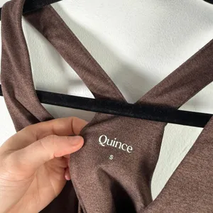 Quince Ultra Soft V-Neck Cropped Tank Heather Espresso‎ Lounge NWOT Womens Small thumbnail 3
