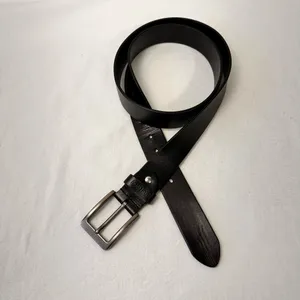 Buffway Men's Leather Black Belt Size 46 Classic Casual Brass Buckle Handmade thumbnail 4