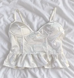 Elegant Moments White Satin Corset Top – Size Small thumbnail 1