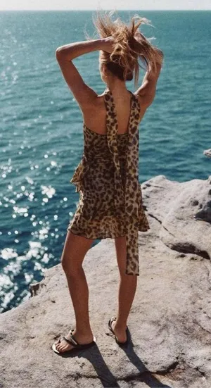 Zara Dress mini mesh sheer cheetah animal print Leopard Print Strapless Dress thumbnail 8