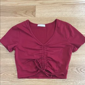 romwe red crop top thumbnail 2