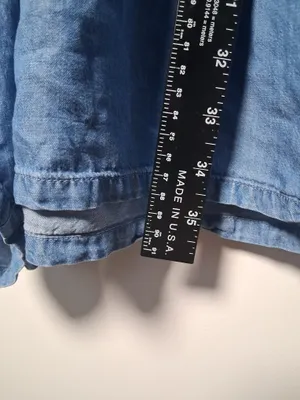 Old Navy Blue Long Sleeve Chambray Romper Shorts Outfit size XL Pockets Buttons thumbnail 7