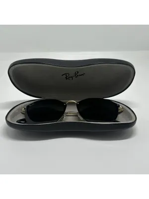 Ray-Ban RB3574 Black and Gold Round Sunglasses with Green Lenses thumbnail 13