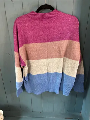 a new day Multi-Striped Crewneck Sweater in Pink, Beige & Blue | Medium thumbnail 2
