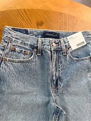 Aeropostale high-rise baggy jeans medium wash 000 NWT thumbnail 4
