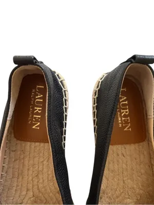Ralph Lauren Black Leather Espadrille Slip-Ons with Natural Raffia Toe NWOT 6.5 thumbnail 10