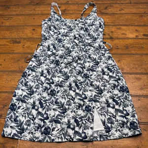 Abercrombie & Fitch Blue White Fruit Print‎ Mini Dress XXS Sun Dress Side Slit thumbnail 1