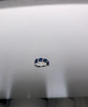 18K White Gold Plated Adjustable Blue Crystsl Sapphire Ring for Women thumbnail 1