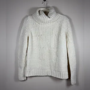 Banana Republic Chunky Cream Cowl Turtleneck Neck Sweater Sz M thumbnail 2