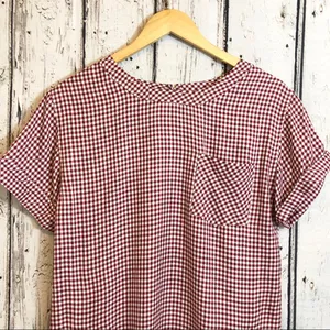 Madewell Gingham shift red white checkered picnic retro dress pockets size xs thumbnail 4