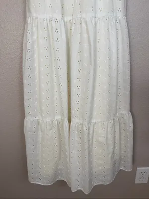 Roberta Vintage 70’s White Cotton Eyelet Lace Tiered Maxi Sundress 7 Cottage thumbnail 4