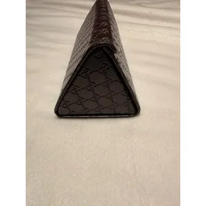 Gucci Dark Brown Guccissima Monogram Triangular Sunglasses Case Snap Closure thumbnail 3