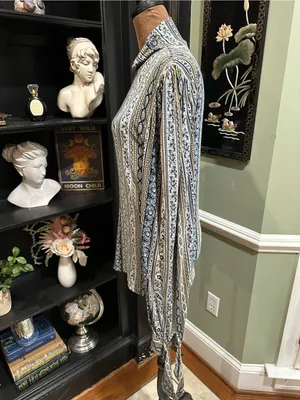 Free People “Donatella” Mock Turtleneck Paisley + Stripe Top – Size Medium thumbnail 8