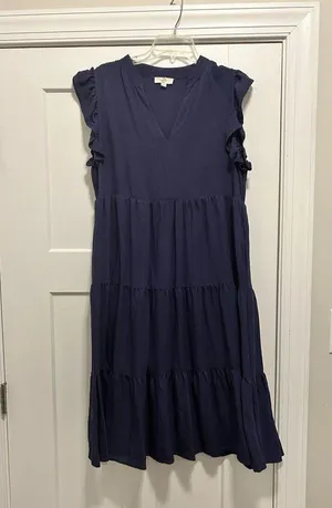Entro Women’s Size Large Navy Blue Lagenlook Tiered Modest Tent Cottagecore Farm thumbnail 2
