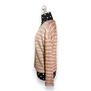 Anthropologie Womens Sweatshirt‎ Size XS Devin Textured Striped Tan Cream thumbnail 8