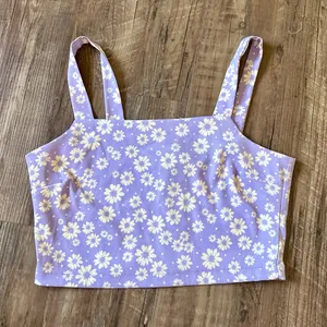 Altar’d State Purple Flowery Daisy Crop Top Size Medium thumbnail 1