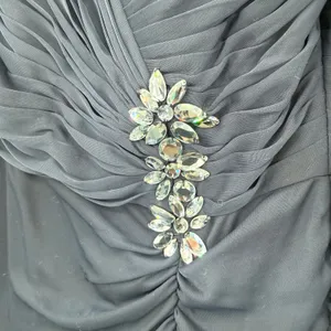 Adrianna Papell Size 10 Long Sleeve Maxi‎ Dress Dark Blue Mesh Sleeve Event Gown thumbnail 7