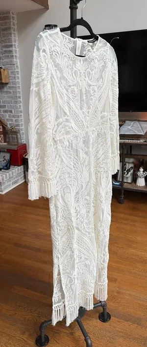 Boston Proper long sleeve lace grunge dress a white embroidered lace women's 6 thumbnail 1