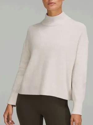 Lululemon Merino Wool-Blend Ribbed Turtleneck Sweater, Heathered Natural Ivory thumbnail 1