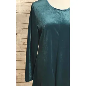 Vintage Spiegel long sleeve jewel-toned green velvet A-line dress Size 12 thumbnail 3