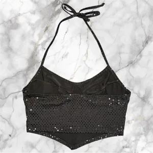 Love‎ J Black Sequin Halter Top Small Y2K Festival Clubwear thumbnail 11