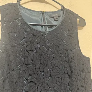 J.Crew Black Floral Lace Peplum Top Sleeveless Eyelash Hem Size 6 thumbnail 4