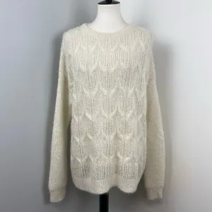 Soft Surroundings Ivory Soft Fuzzy Narcissa Crew Neck Sweater XL thumbnail 3