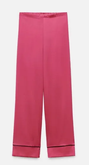 Zara Barbie Fuchsia Wide-Leg Lounge Pants thumbnail 1