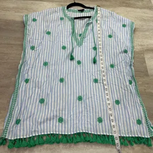 J.CREW Embroidered Beach Tunic In Stripe L2790 Vacation Floral Size S thumbnail 8