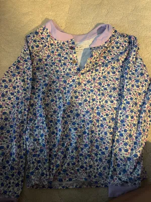 Love Shack Fancy x Morgan Lane Coast Floral Kaia PJ Top, crushed blueberries thumbnail 1