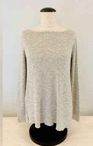 Abercrombie & Fitch Beige Long Sleeve Split Black Top size Small thumbnail 1