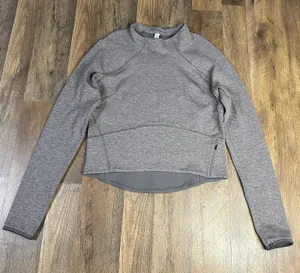 LULULEMON Hill And Valley Mock Neck Long Sleeve Top Size 6 Heathered Slate Crop thumbnail 1
