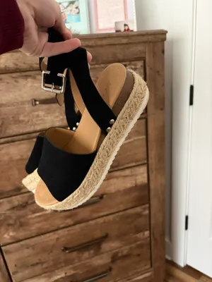 Soda Black Platform Sandals Espadrille thumbnail 2