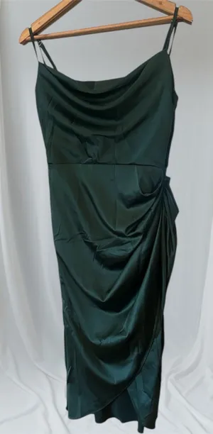 HTZMO Women's Dress Small Dark Green Sateen Cocktail Party thumbnail 1