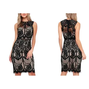 Lulu's Sweetness Lace Midi‎ Dress MEDIUM Black & Nude Flirty Lacy Feminine thumbnail 2