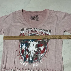 New Women's Affliction SS Desert Ride Pink Biker Tattoo Tee T-Shirt Top SZ M thumbnail 6