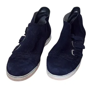 Stuart Weitzman Navy Blue Suede Triple‎ Strap Sneakers Women's 9.5 M 73188 thumbnail 1