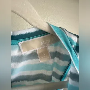 Michael Michael KORS Teal, Turquoise and White Striped Dress. thumbnail 3