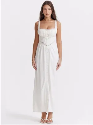 House of CB Illiana Ivory Real Silk Maxi Dress XS thumbnail 7