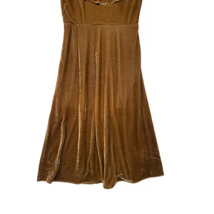 Line Dot Brown Velvet Ruffle Midi‎ Dress Winter Feminine Cocktail Holiday S thumbnail 8