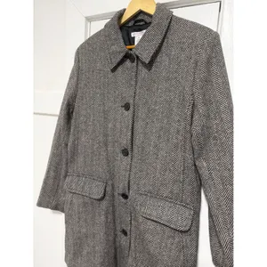 Isaac Mizrahi Live Womens XL Herringbone Wool Coat preppy academia professional thumbnail 3