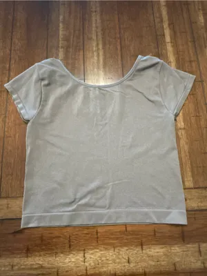 Free People Intimately Taupe Stretch Crop Tee Seamless Short Sleeve M/L thumbnail 2