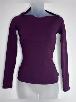 Zara Long Sleeve Boatneck Shirt Top Plum Size medium NWT minimalist classic thumbnail 1